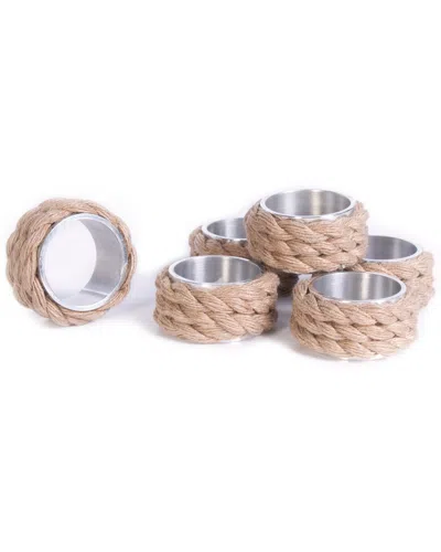 Go Home Coastal Set Of Six Napkin Rings In Multi