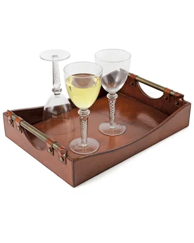 Go Home Leather Wave Tray In Brown