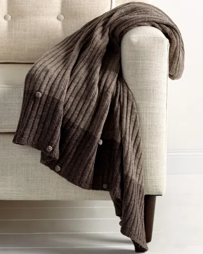 Go Home Ribbed Grey Sweater Throw In Brown