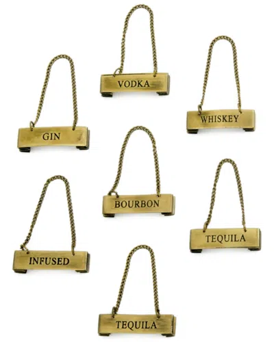 Go Home Set Of 6 Wino Liquor Tags In Gold