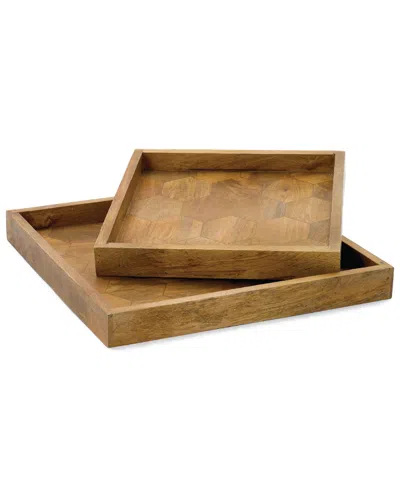 Go Home Set Of Two Honeycomb Trays In Brown