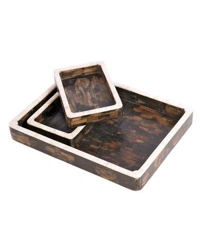 Go Home Stansfield Set Of 3 Trays In Brown