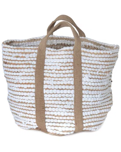 Go Home White Hemp & Cotton Basket In Brown