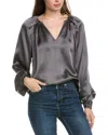Go Silk Go> By Gosilk Foldover Silk Top In Grey