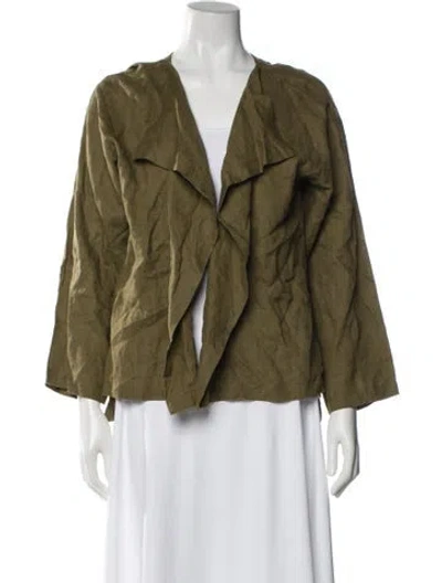 Pre-owned Go Silk Linen Evening Jacket In Green