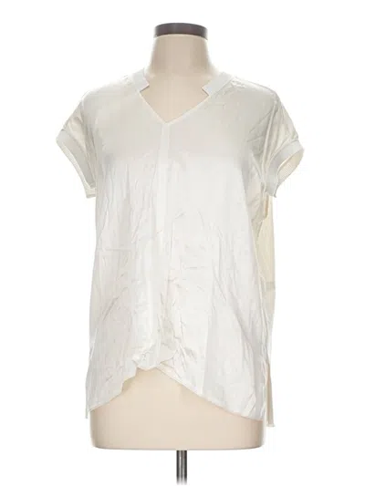 Pre-owned Go Silk Short Sleeve Silk Top Ivory V-neck Tops