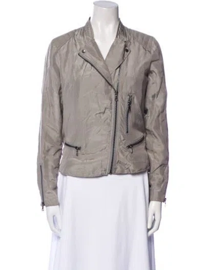 Pre-owned Go Silk Silk Biker Jacket In Gray
