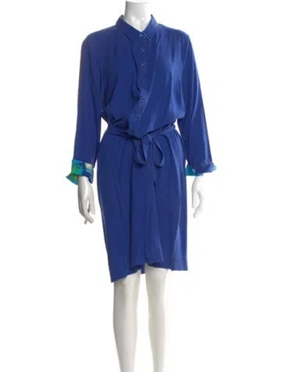 Pre-owned Go Silk Silk Knee-length Dress In Blue