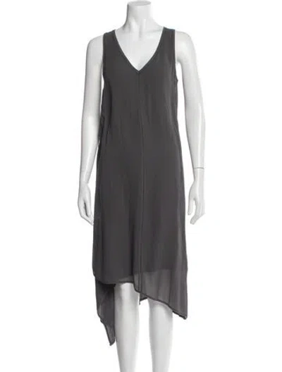 Pre-owned Go Silk Silk Long Dress In Gray