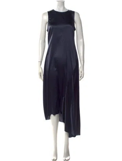 Pre-owned Go Silk Silk Long Dress In Grey