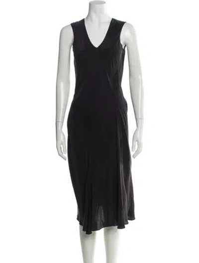 Pre-owned Go Silk Silk Midi Length Dress In Gray
