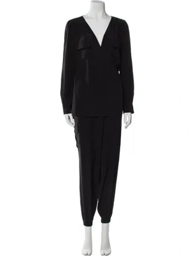 Pre-owned Go Silk Silk Pant Set In Black