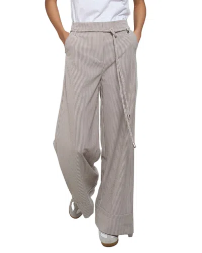 Goa Goa Pantalone Donna Mirage Palace In Righe In Seersucker With Belt Beige 15208085/013 In Gray