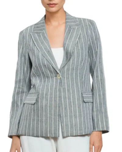 Goa Goa Women's Blazer Gessato In Mixed Lino Beige With Righe Elegant 15200075/535 In Gray