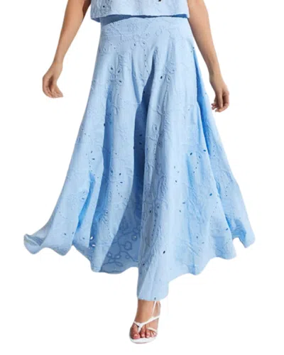 Goa Goa Women's Long Skirt Cotton Sangallo With Embroidery Blue Made In Italy 15106192/417