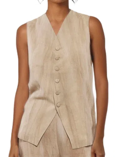 Goa Goa Women's Vest Avelina Beige In Lino And Lyocell With Bottoni Elegant 15200011/528 In Neutral