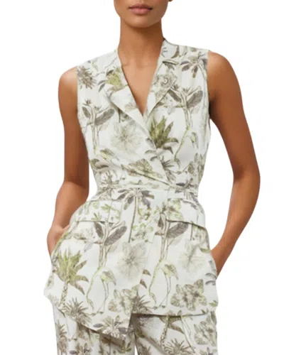 Goa Goa Women's Vest Hansel Fantasia Jungle White Green Viscose Lightweight 15200097/523