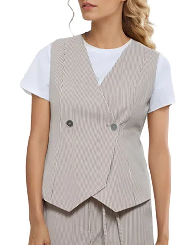 Goa Goa Women's Vest In Righe Seersucker Brown With Bottoni Elegant 15200086/013 In Gray