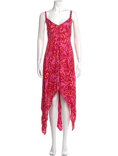 Pre-owned Goa Printed Midi Length Dress In Pink
