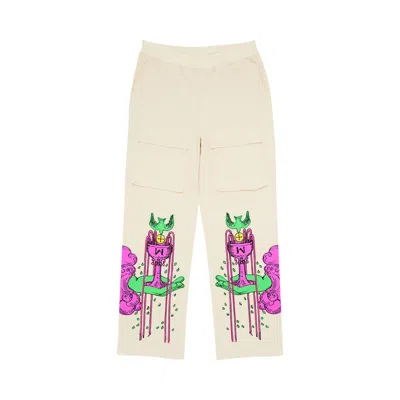 Pre-owned Goat Ace Of Cups Tarot Cargo Sweats Cream | Men's Size Onesize In White