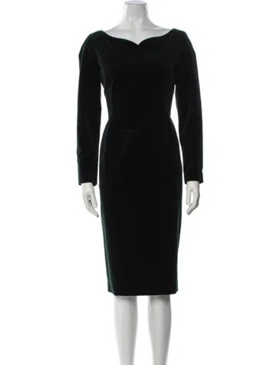 Pre-owned Goat Bateau Neckline Knee-length Dress In Green