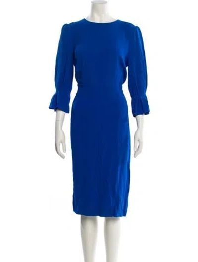 Pre-owned Goat Bateau Neckline Midi Length Dress In Blue