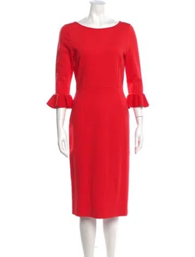 Pre-owned Goat Bateau Neckline Midi Length Dress In Red
