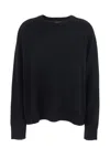Goat Boyfriend Black Crewneck Sweater With Dropped Shoulders In Cashmere Woman In Black