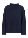 Goat Boyfriend Blue Turtleneck Sweater With Dropped Shoulders In Cashmere Woman In Blue