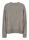 Goat Boyfriend Grey Crewneck Sweater With Dropped Shoulders In Cashmere Woman In Gray