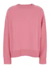 Goat Boyfriend Pink Crewneck Sweater With Dropped Shoulders In Cashmere Woman In Pink