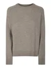 Goat Boyfriend Grey Crewneck Sweater With Dropped Shoulders In Cashmere Woman In Grey