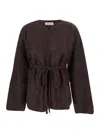 Goat Brown Cardigan With V Neck And Front Belt Closure In Cashmere Woman In Brown