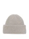 Goat Cashmere Ribbed Beanie In Brown
