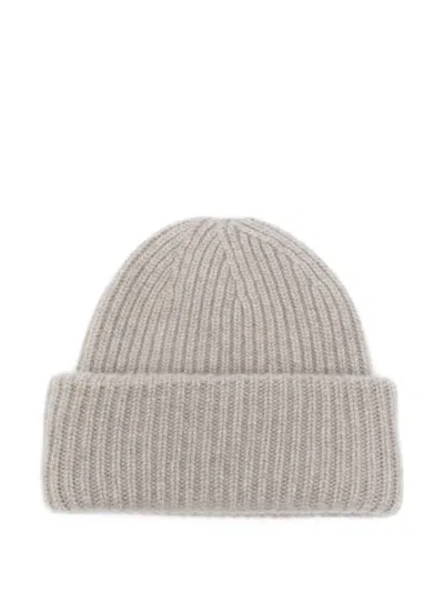 Goat Cashmere Ribbed Beanie In Brown