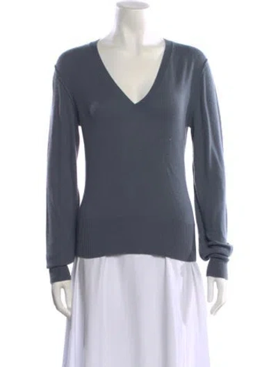 Pre-owned Goat Cashmere V-neck Sweater In Gray