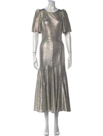 Pre-owned Goat Crew Neck Midi Length Dress In Silver