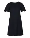 Goat Cut Out Back Dress In Blue Wool In Black