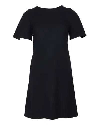 Goat Cut Out Back Dress In Blue Wool In Black
