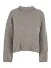 Goat Girlfriend Grey Turtleneck Sweater With Ribbed Trims In Cashmere Woman In Gray