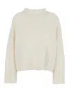 Goat Girlfriend White Turtleneck Sweater With Ribbed Trims In Cashmere Woman In White