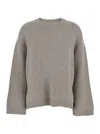 Goat Boyfriend Grey Crewneck Sweater With Dropped Shoulders In Cashmere Woman In Gray