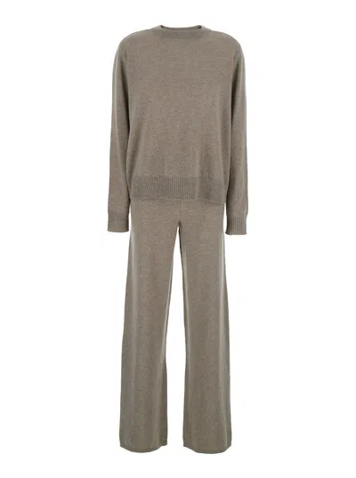 Goat Grey Crewneck Set In Cashmere Woman