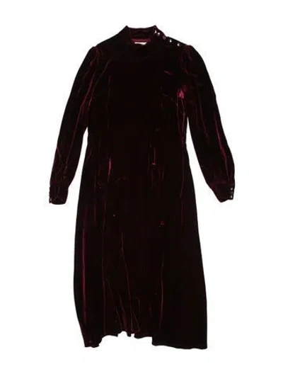 Pre-owned Goat Mock Neck Long Dress In Burgundy