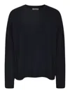 Goat Boyfriend Black Crewneck Sweater With Dropped Shoulders In Cashmere Woman In Navy