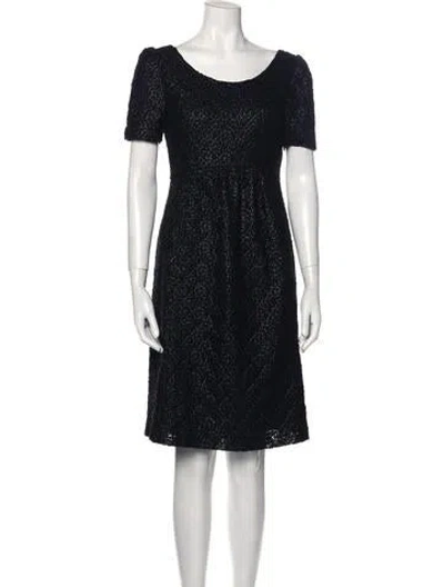 Pre-owned Goat Scoop Neck Knee-length Dress In Black