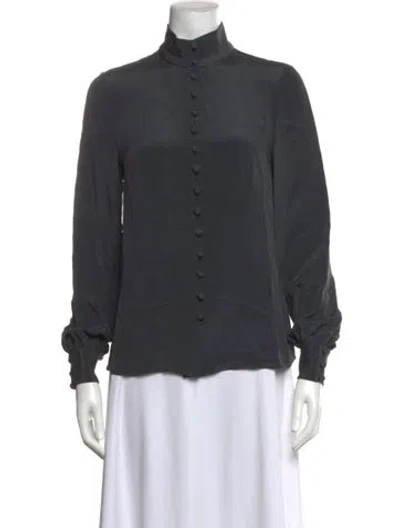 Pre-owned Goat Silk Long Sleeve Blouse W/ Tags In Gray