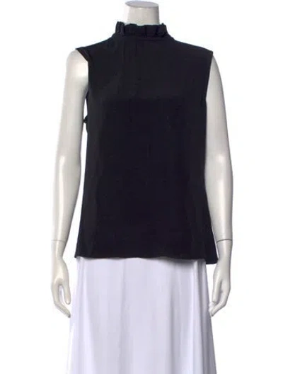 Pre-owned Goat Silk Mock Neck Top In Black