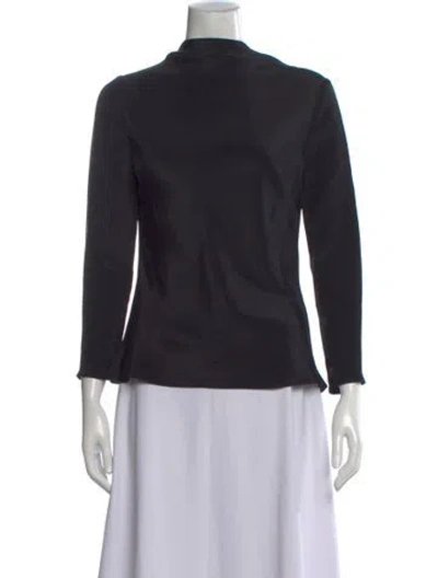 Pre-owned Goat Silk Mock Neck Top In Blue