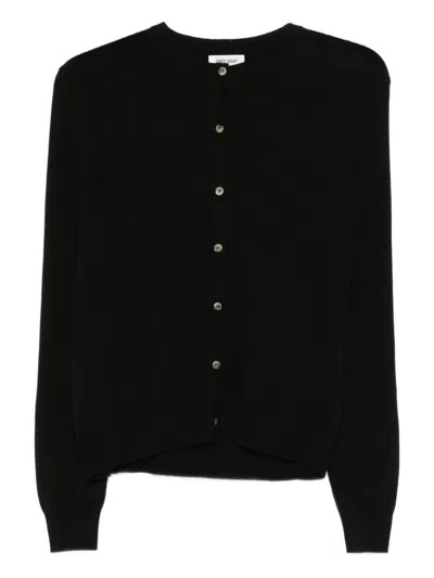 Goat Soft  Crewneck Cardigan In Black